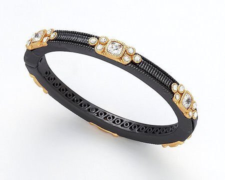 ORNATE HEMATITE GOLD CZ BANGLE