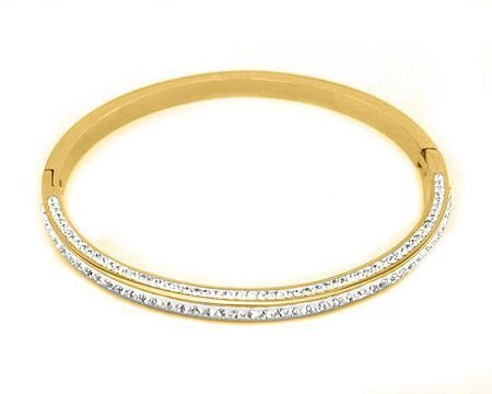 STEEL GOLD PAVE BANGLE