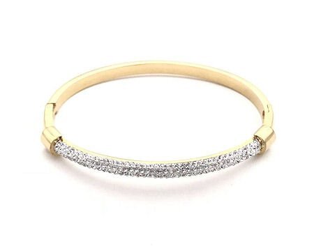 STEEL GOLD 1/2 PAVE BANGLE