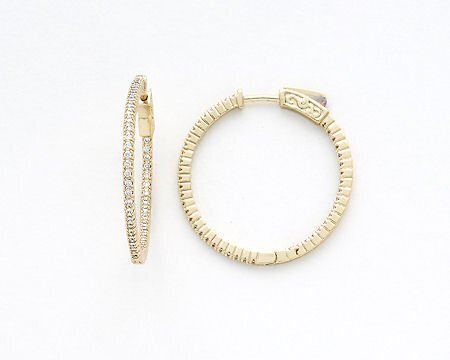 THIN GOLD ROUND MED CZ HOOP EAR