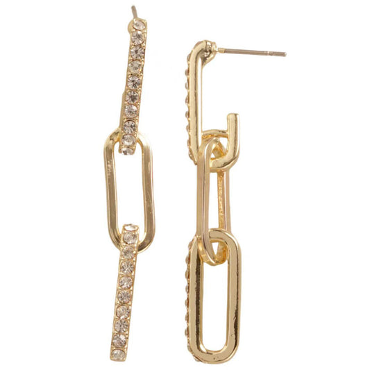 GOLD PAPER CLIP LINK EAR WITH CZ'S