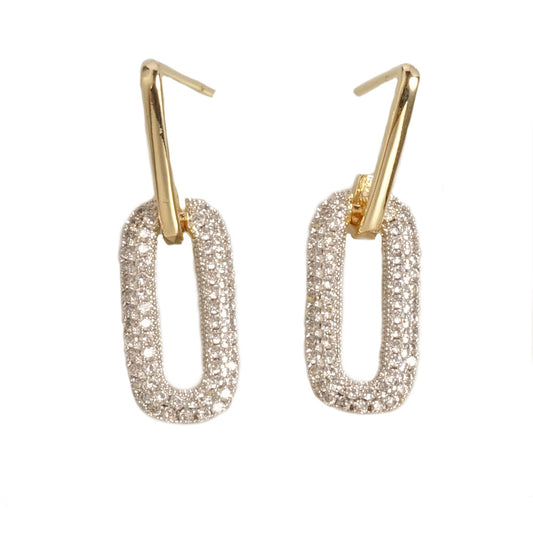 GOLD TT PAVE LINK EARRING