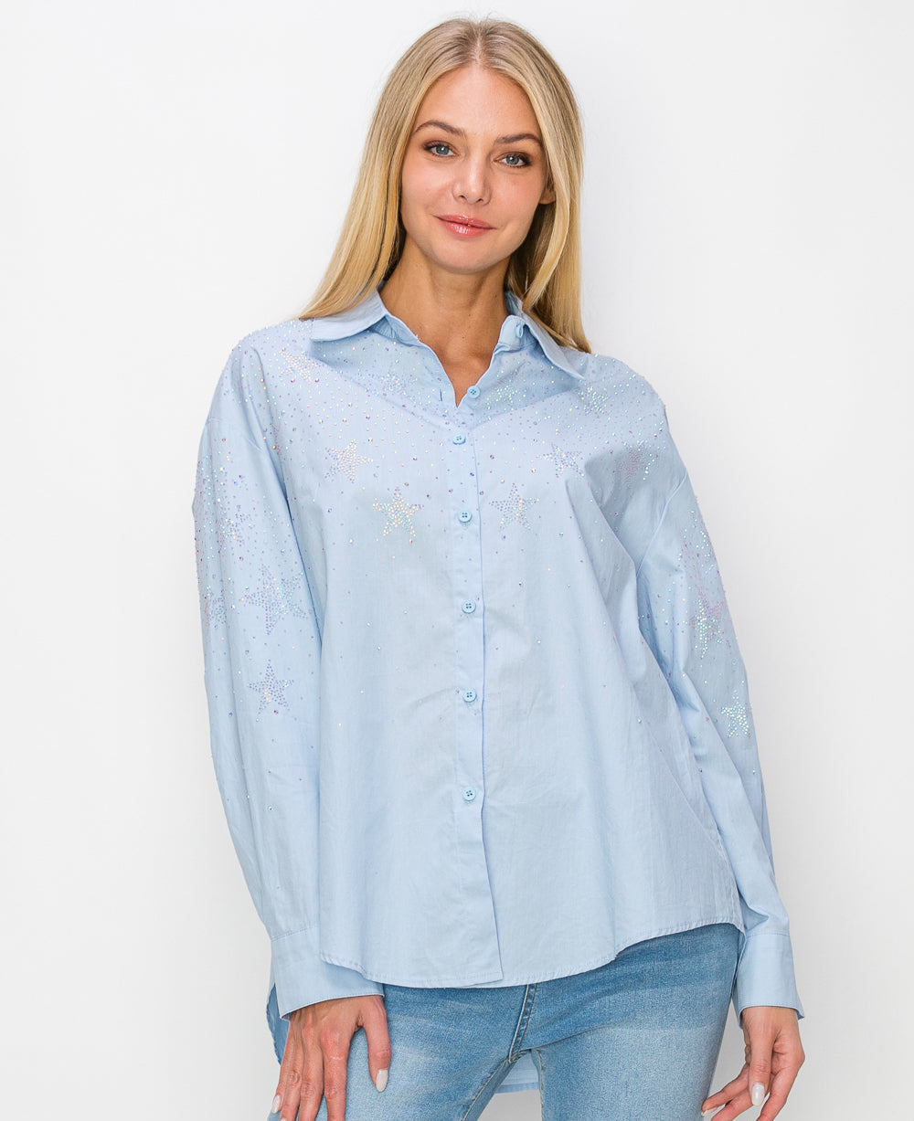 Jasmine Shirt with Sparkling Studs