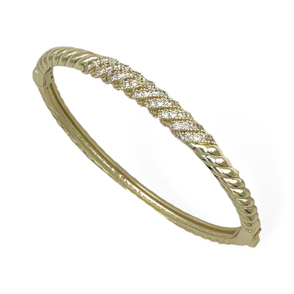 THIN GOLD BRAID BRACELET W/PAVE TOP