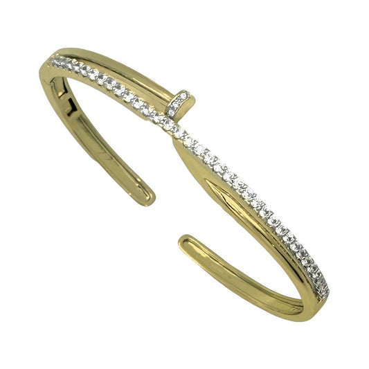 DAINTY GOLD NAIL & CZ BRACELET W/HINGE