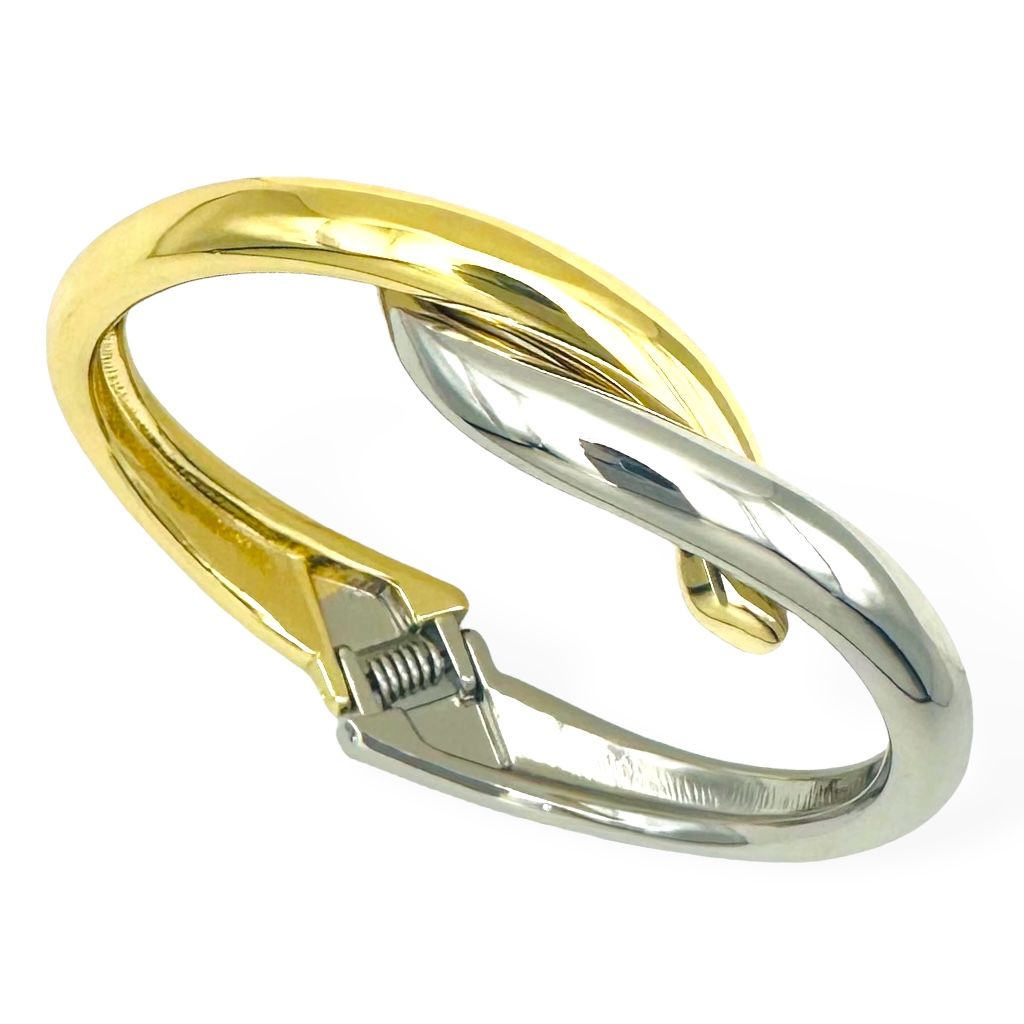 SILVER & GOLD TWISTY BANGLE BRACELET