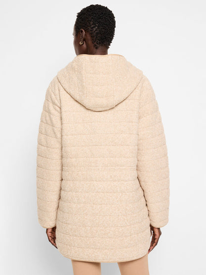 HOODED QUILTED REVERSIBLE COAT