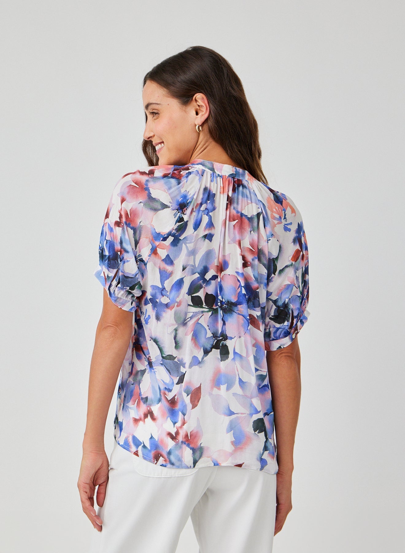 SHORT SLEEVE RAGLAN SHIRT MAGNOLIA BLOOM PRINT