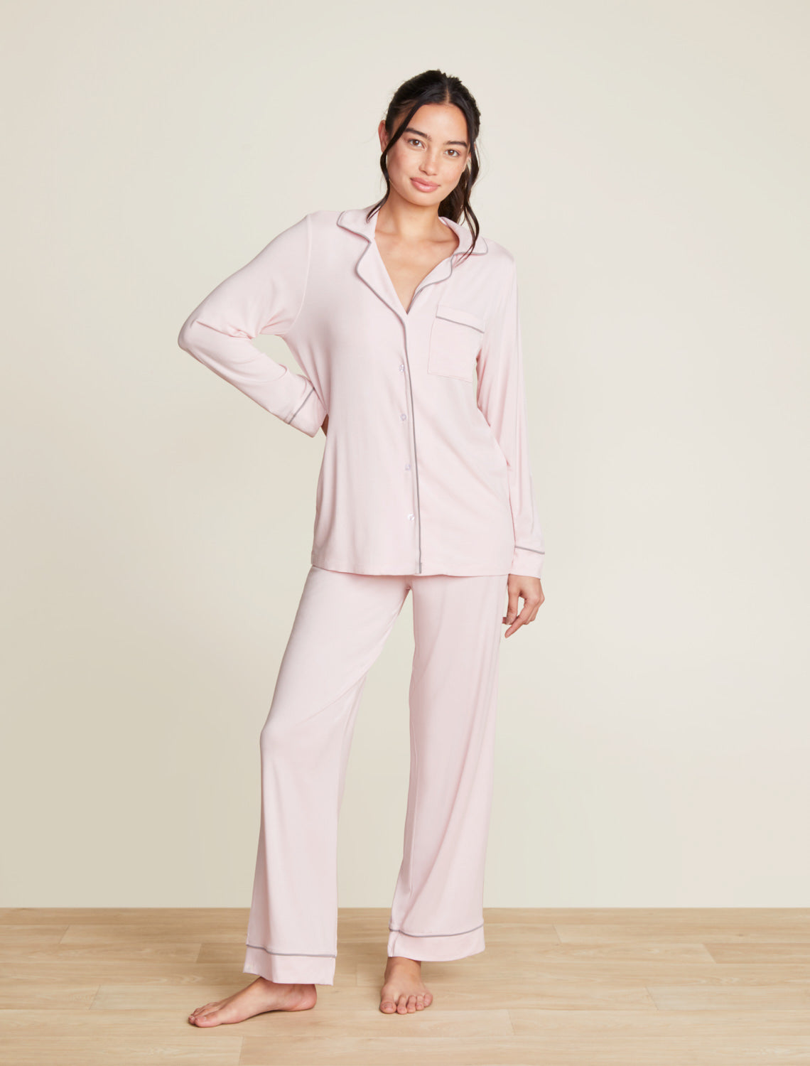 LUXE MILK JERSEY PIPED PAJAMA