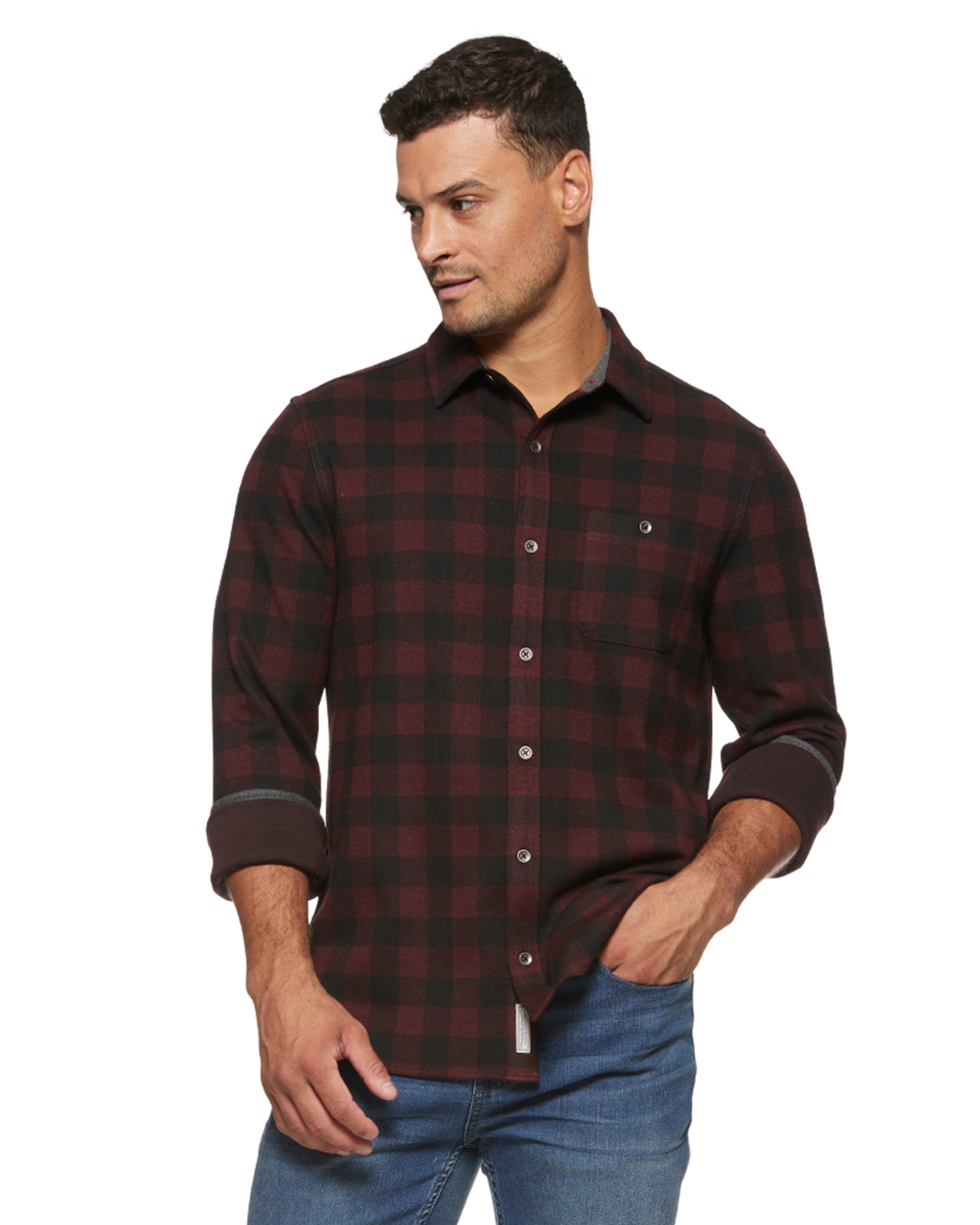 DILLON BOX PLAID KNIT FLANNEL