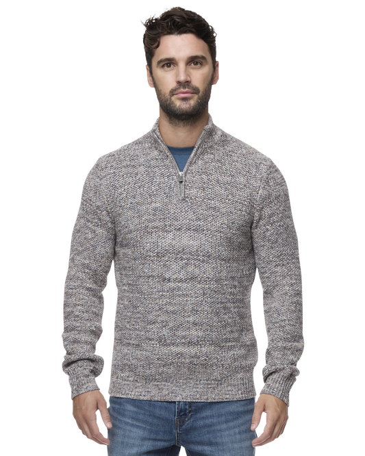 STRATTON 1/4 ZIP MARLED HONEYCOMB MOCK NECK SWEATER