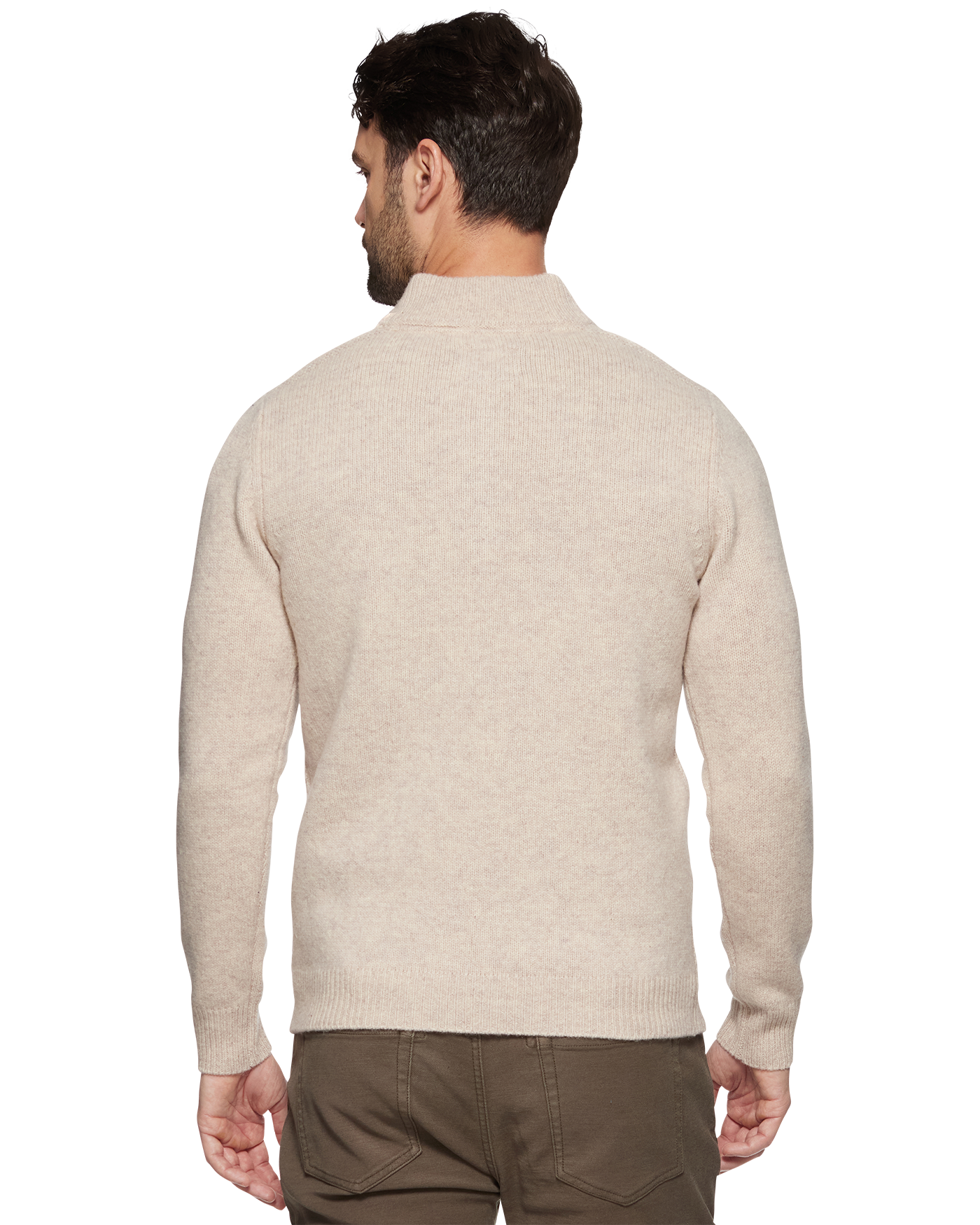 WOODLAND 1/4 ZIP MERINO CABLE MOCK NECK SWEATER