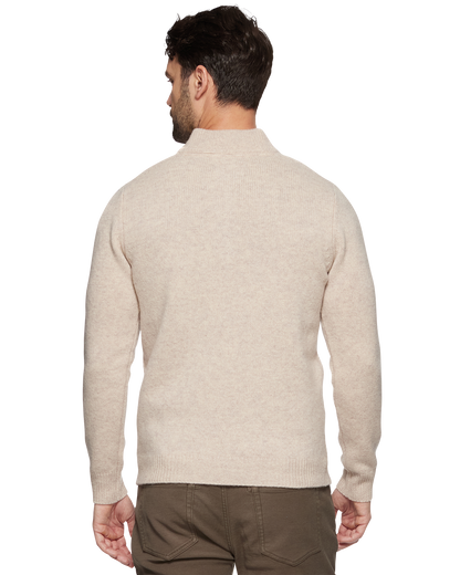 WOODLAND 1/4 ZIP MERINO CABLE MOCK NECK SWEATER