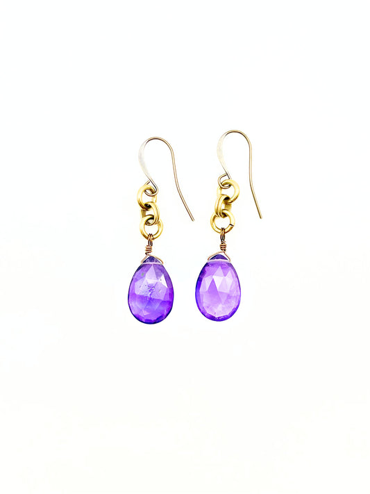 Catherine de medici 12x18mm gemstone drop earring - Amethyst