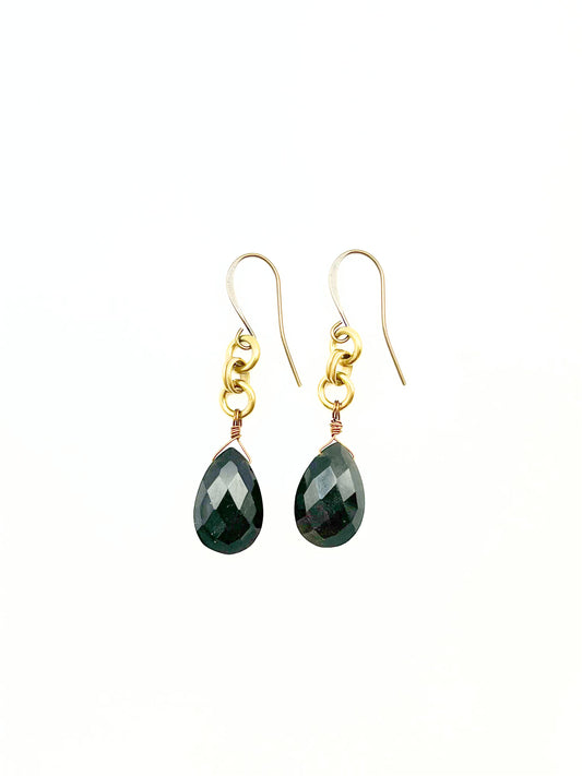 Catherine de medici 12x18mm gemstone drop earring - Golden Sheen Obsidian