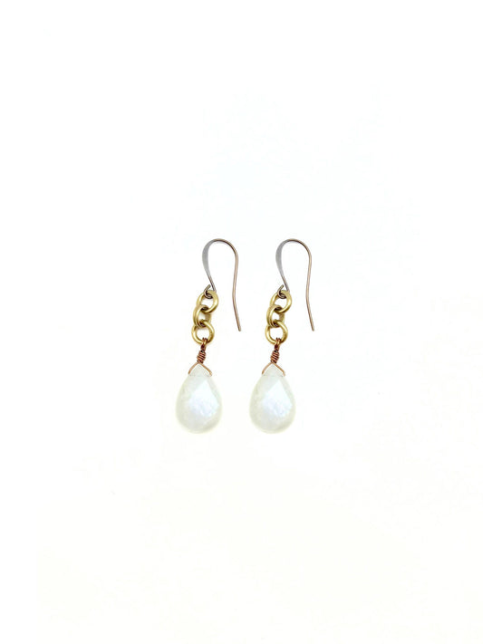 Catherine de medici 12x18mm drop earring- Moonstone