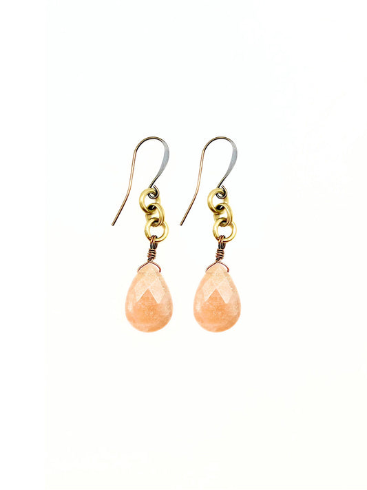 Catherine de medici 12x18mm drop earring- Sunstone