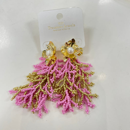 DANGLE FLOWER PINK EARRING