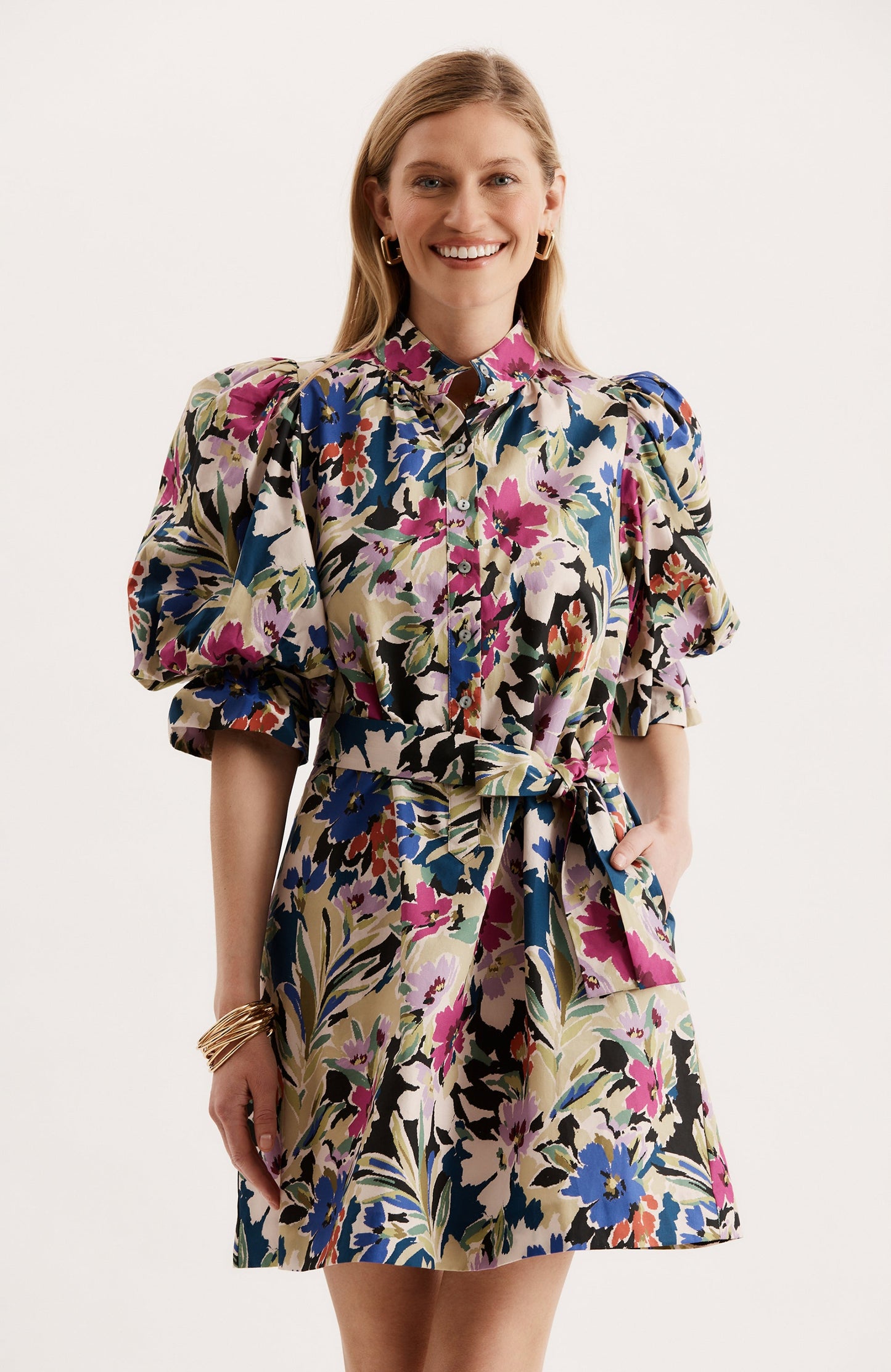 LYDIA WATERCOLOR FLORAL DRESS