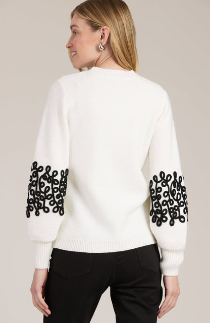 SOUTACHE TRIM SLEEVE SWEATER