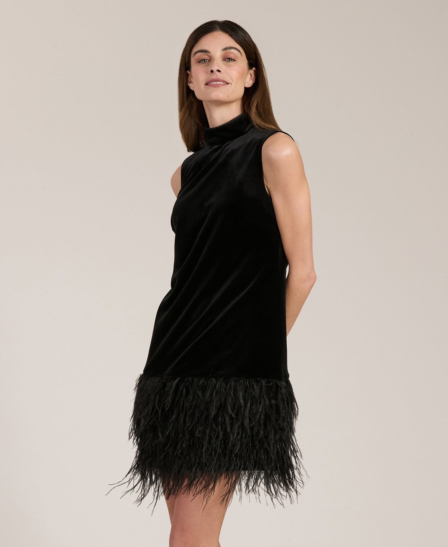 VICTORIA VELVET FEATHER DRESS