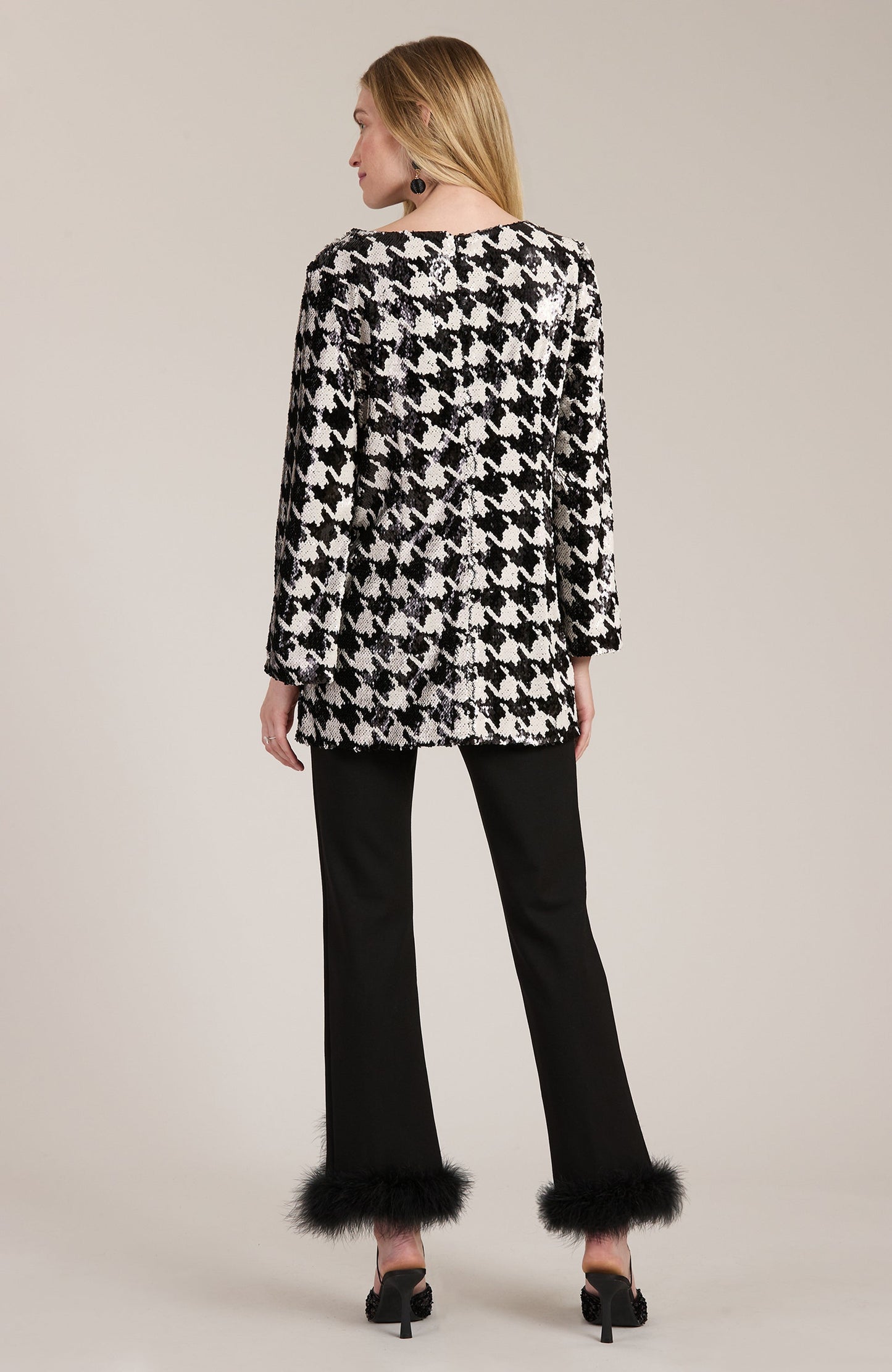 SANDRA SEQUIN HOUNDSTOOTH TUNIC