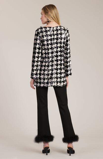 SANDRA SEQUIN HOUNDSTOOTH TUNIC