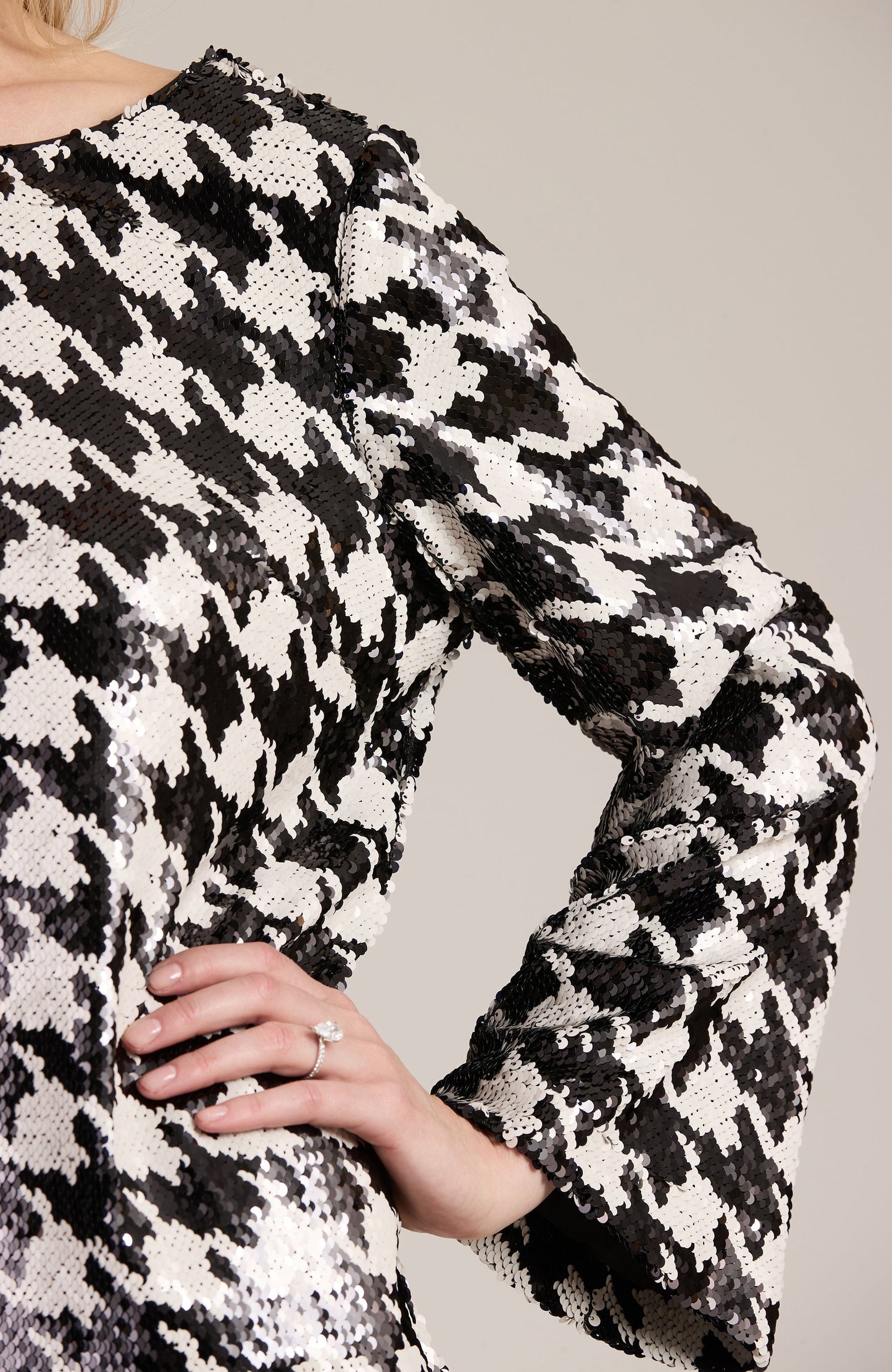 SANDRA SEQUIN HOUNDSTOOTH TUNIC