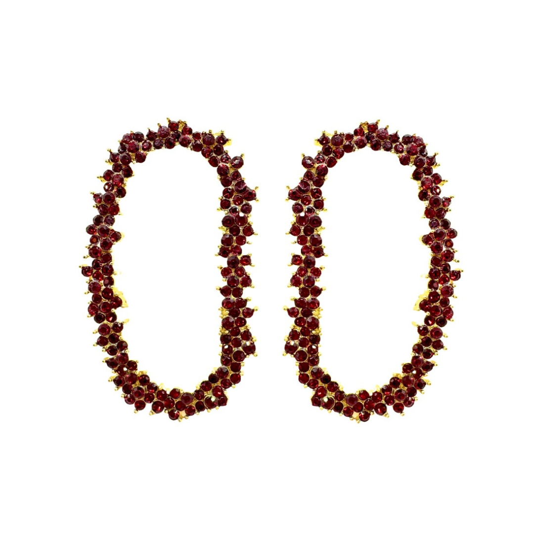 CRYSTAL GARLAND DROP EAR GARNET