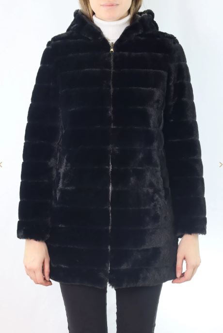 REVERSE QUILT FUR PARKA BLACK