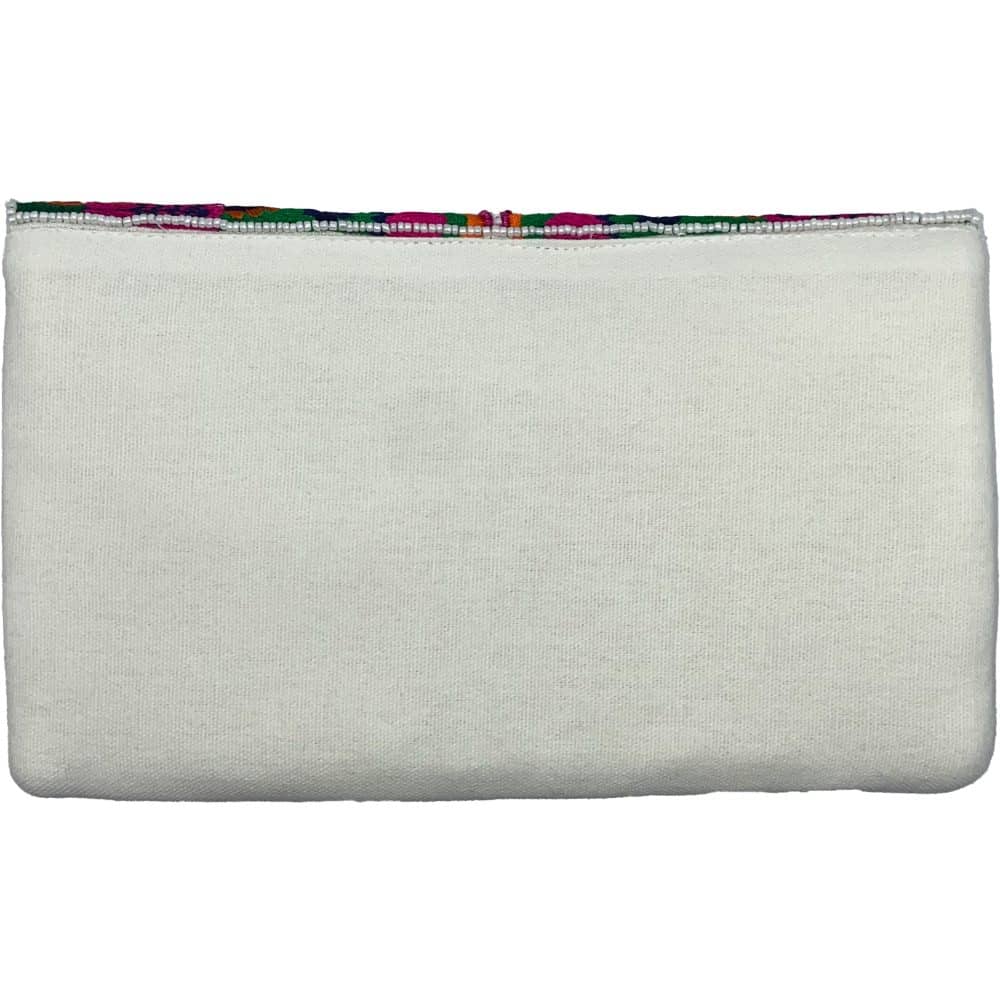 WHITE MULTI FLORAL BEADED CLUTCH