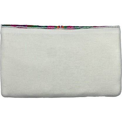 WHITE MULTI FLORAL BEADED CLUTCH