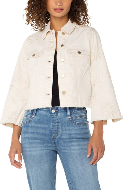 JACKET W/FRAY HEM AND WIDE SLEEVES