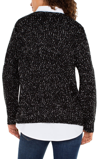 long slv twofer collared sweater