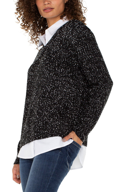 long slv twofer collared sweater