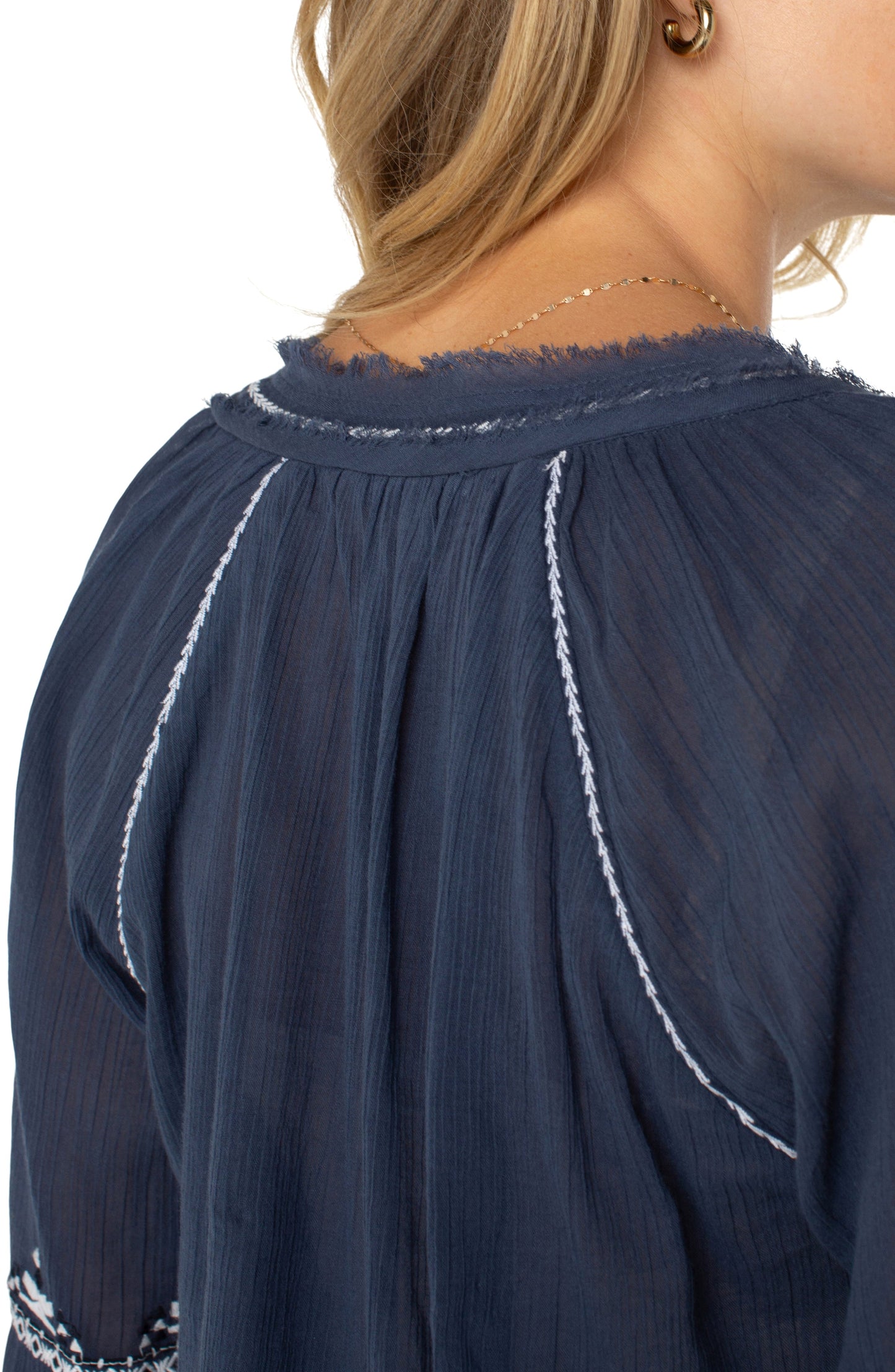 LONG SLEEVE RAGLAN WOVEN BLOUSE