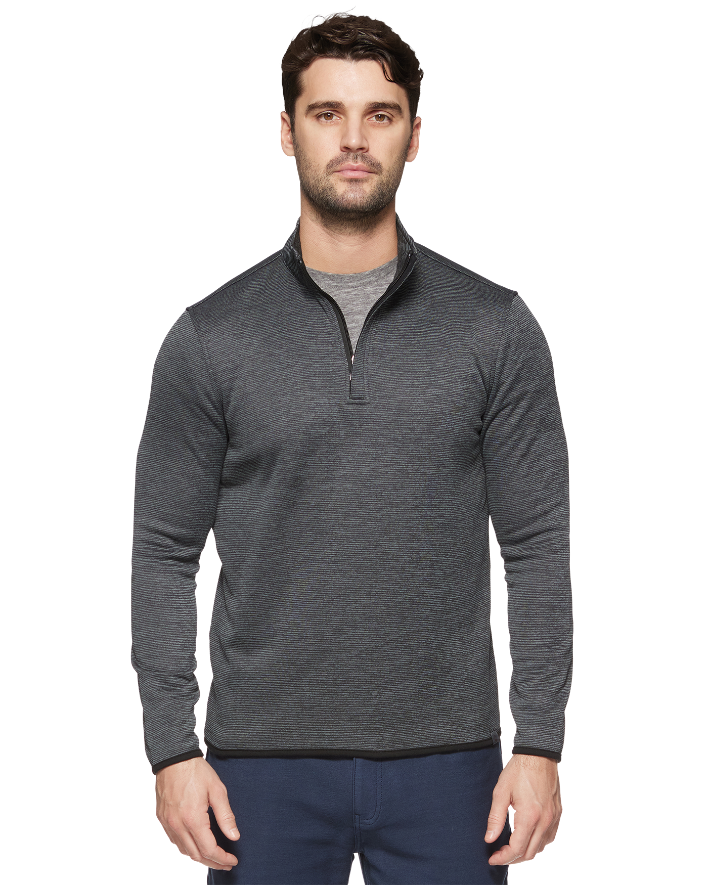 TIPTON 1/4 ZIP PERFORMANCE STRIPED FLEECE MOCK NECK