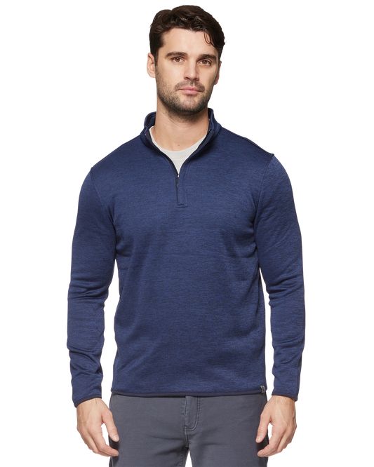 TIPTON 1/4 ZIP PERFORMANCE STRIPED FLEECE MOCK NECK