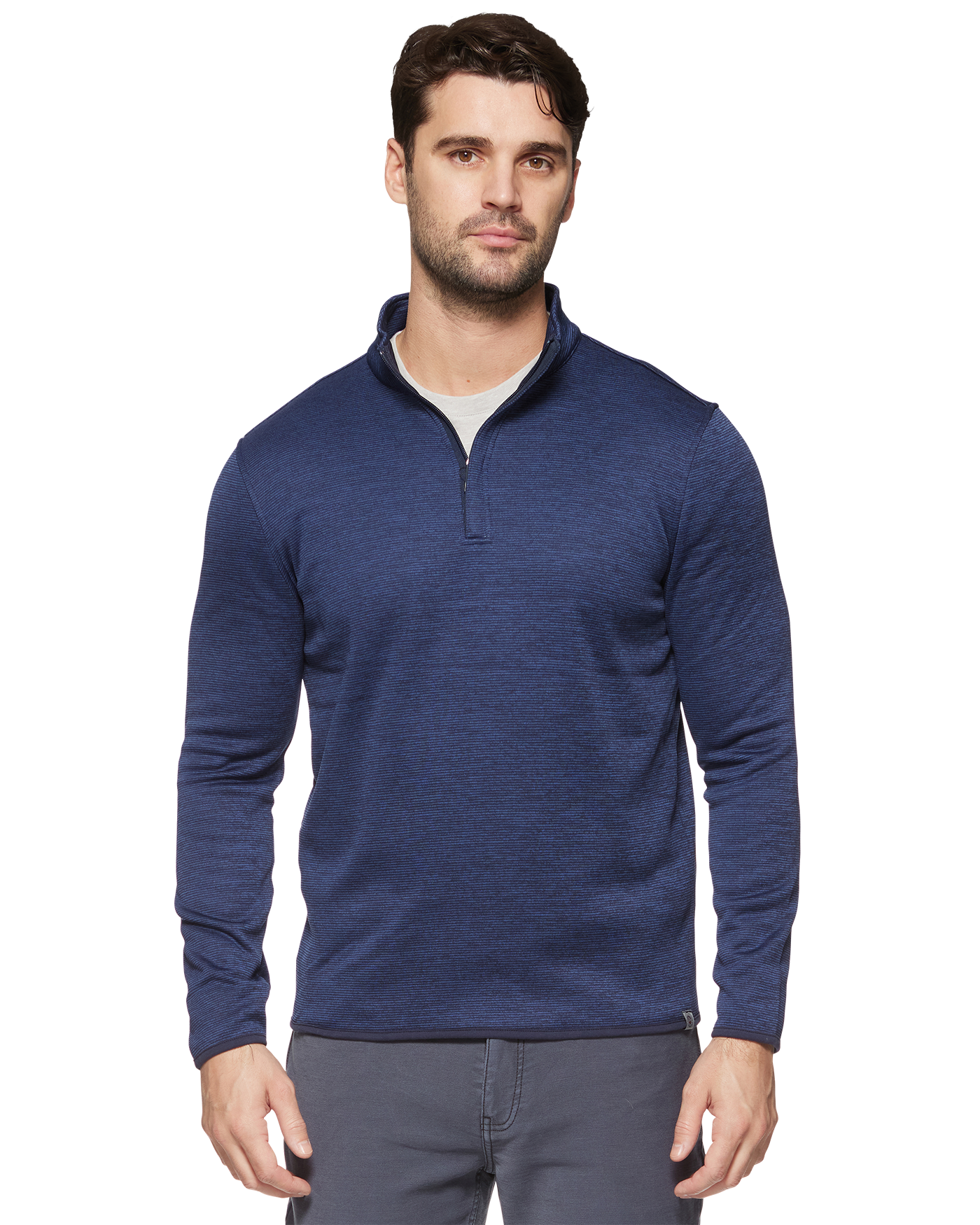 TIPTON 1/4 ZIP PERFORMANCE STRIPED FLEECE MOCK NECK