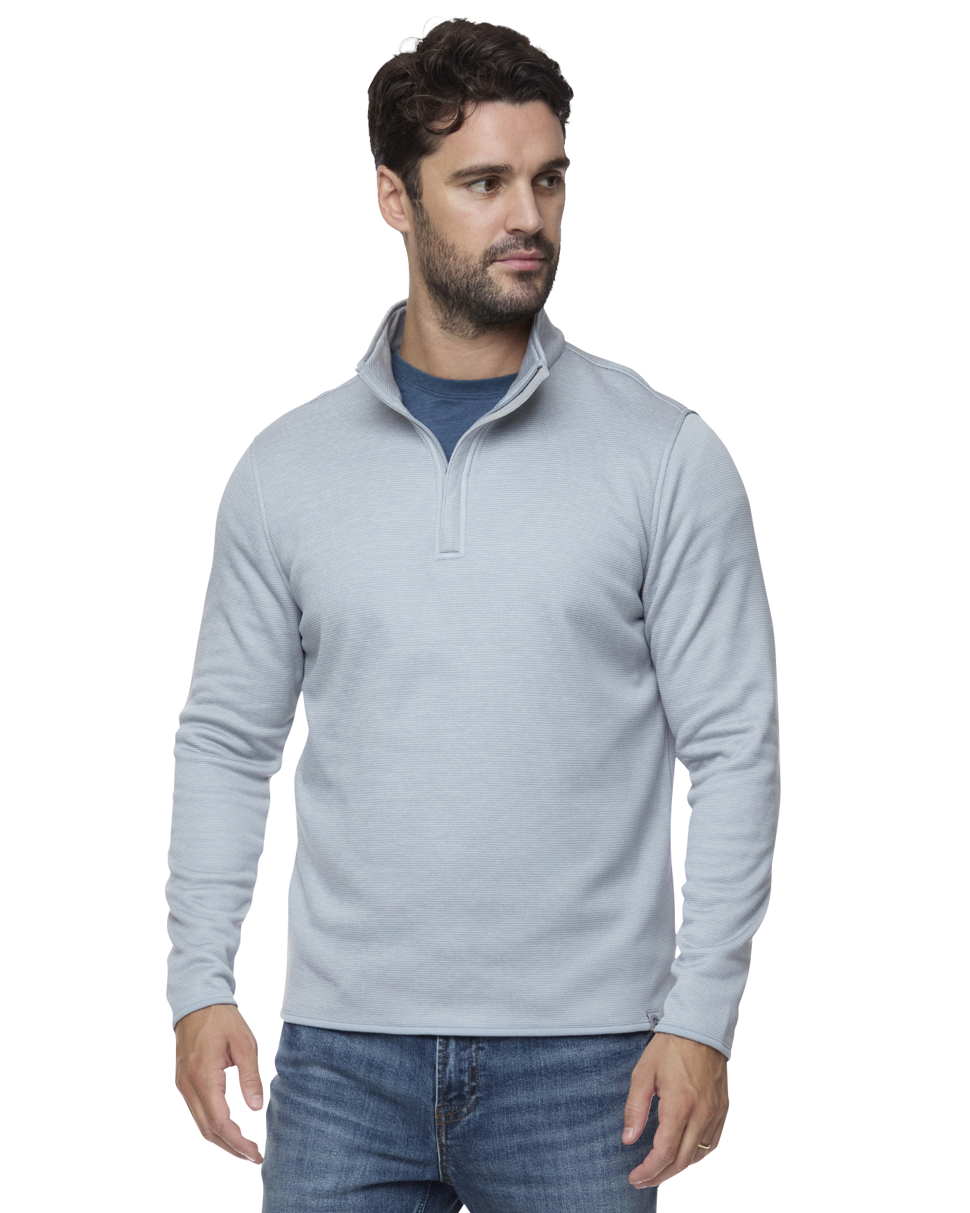 TIPTON 1/4 ZIP PERFORMANCE STRIPED FLEECE MOCK NECK