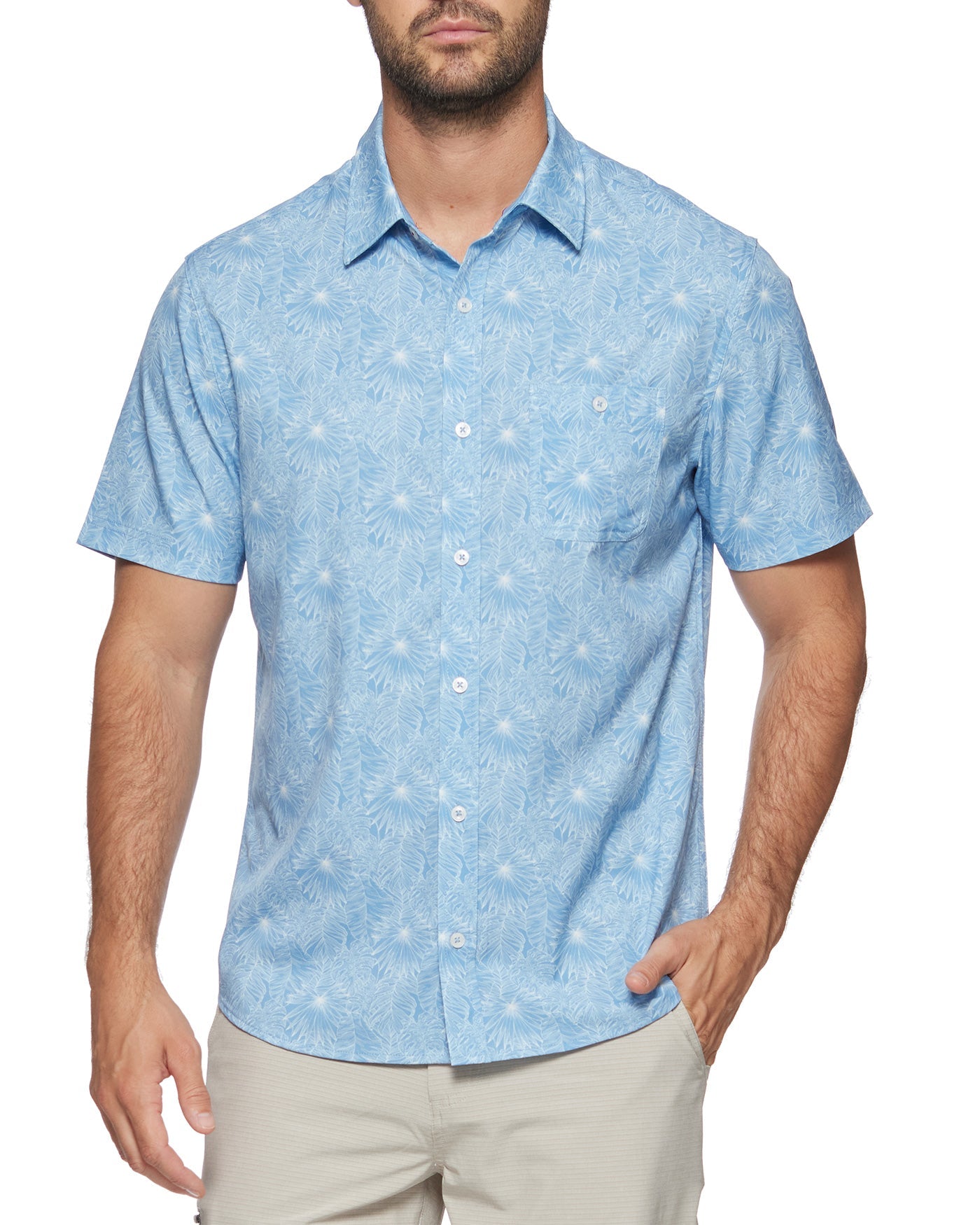 OAKMAN SS PALM PRINT PERFORMANCE SHIRT