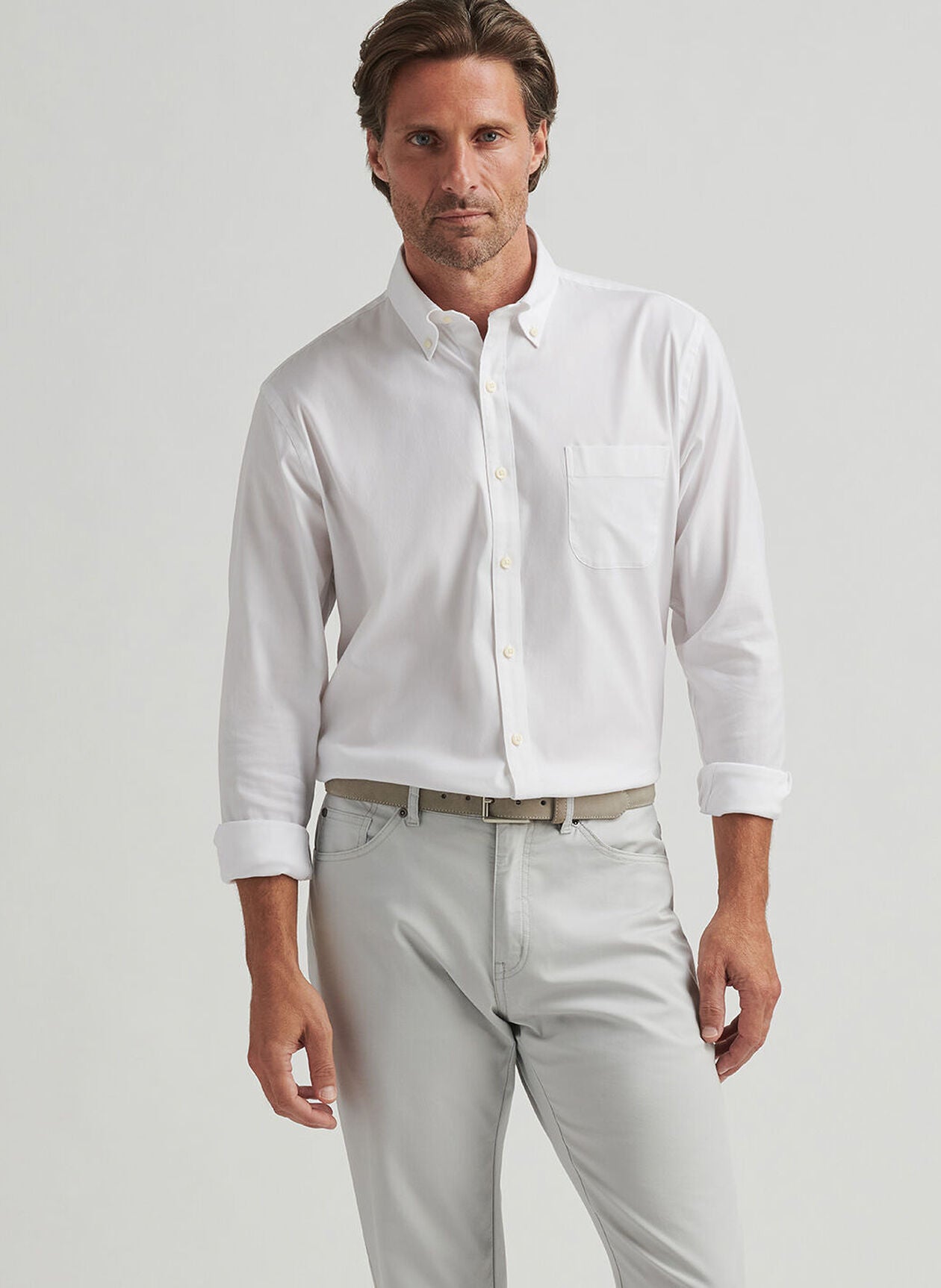 Campbell Perfect Pinpoint Cotton-Stretch Sport Shirt