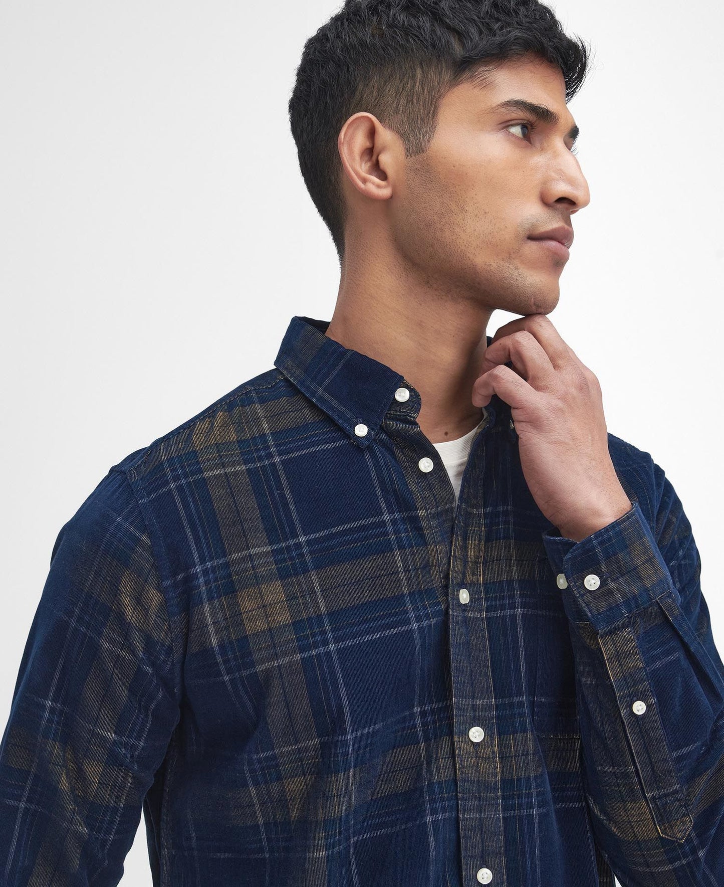 southfield tailored checked cord shirt