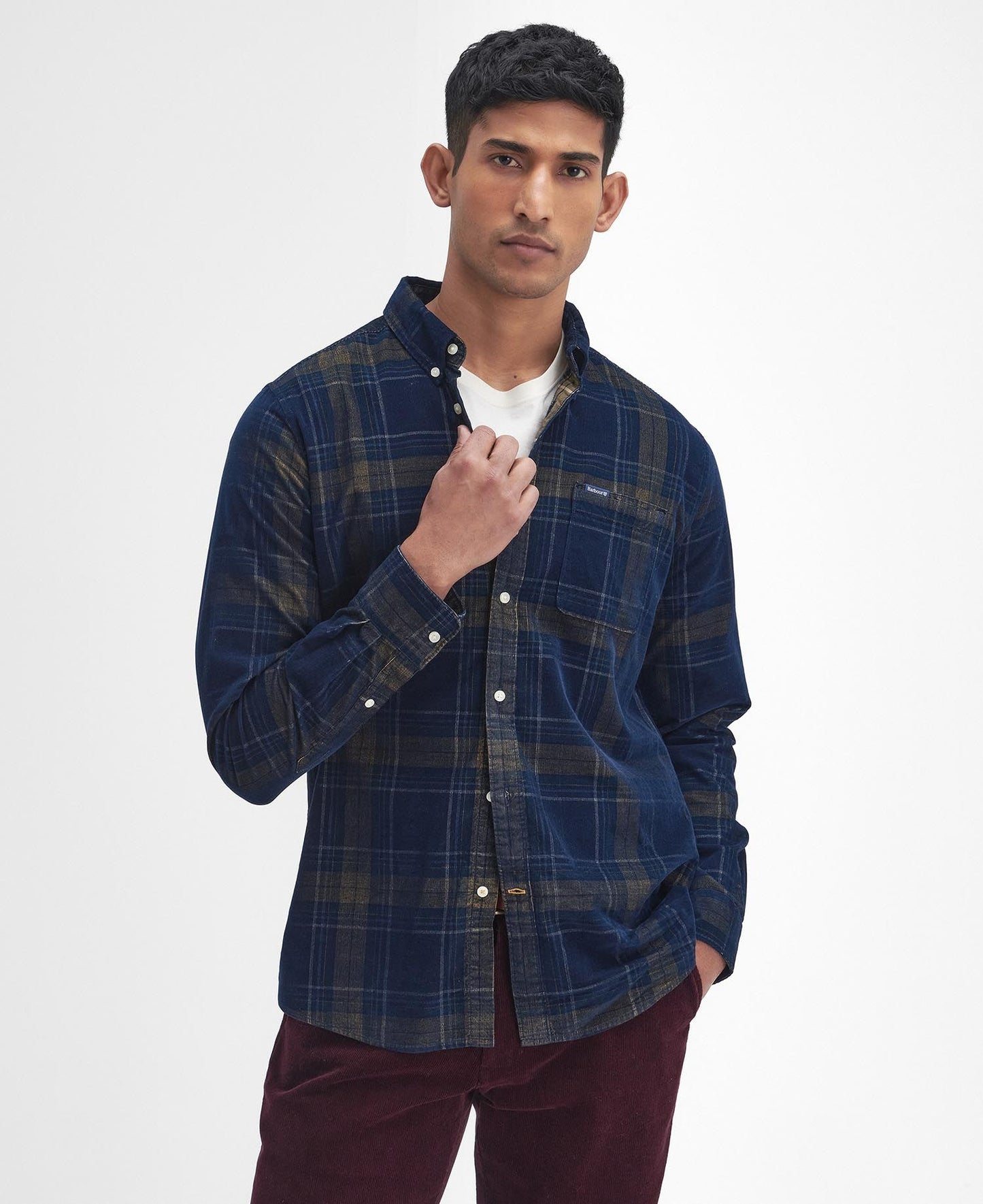 southfield tailored checked cord shirt