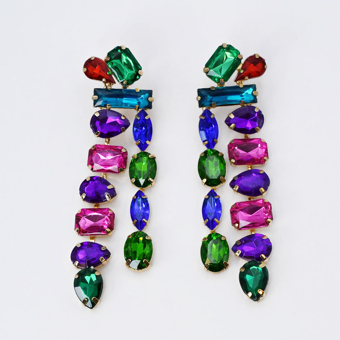 MULTI GEMSTONE RAIN DROP EARRINGS