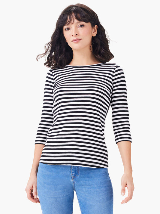 3/4 SLEEVE STRIPE BOAT TEE