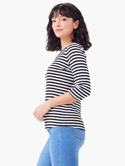 3/4 SLEEVE STRIPE BOAT TEE