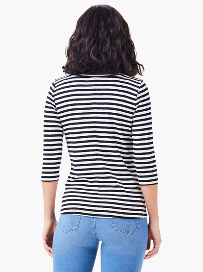 3/4 SLEEVE STRIPE BOAT TEE