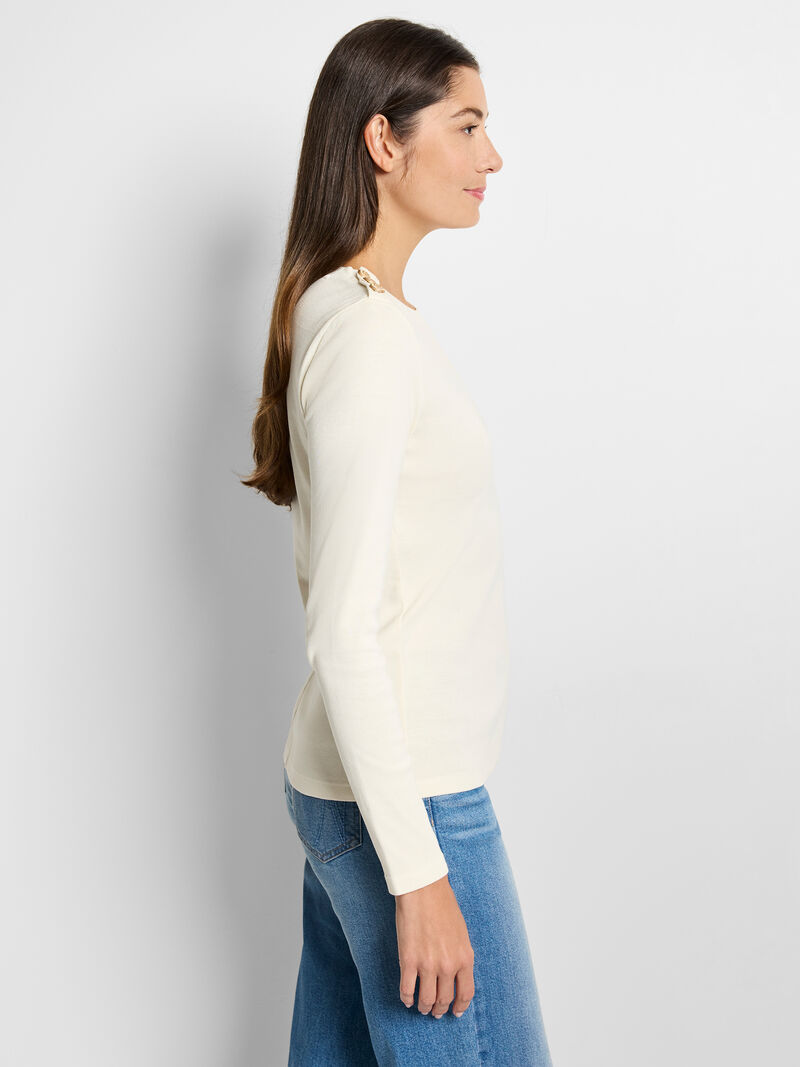 LONG SLEEVE BUTTON SHOULDER TOP