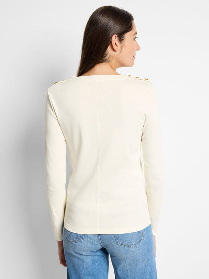 LONG SLEEVE BUTTON SHOULDER TOP